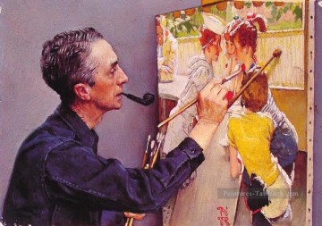  man - portrait of norman rockwell painting the soda jerk 1953 Norman Rockwell